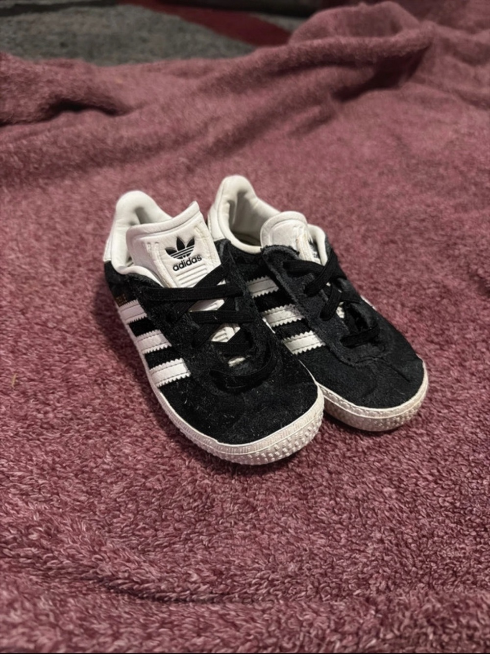 adidas Kids Black and White Suede Three-Stripe Sneakers